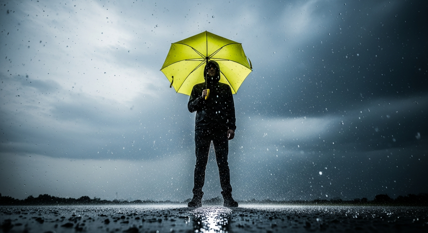 A powerful photograph captured in dramatic natural lighting shows a solitary figure standing defiant