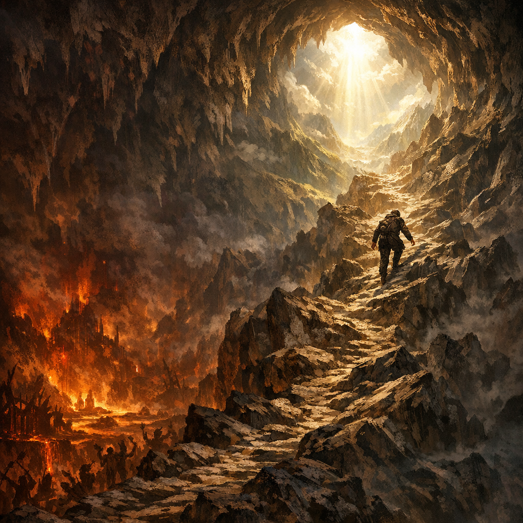 Image for: “Long is the way
And hard, that out of Hell 