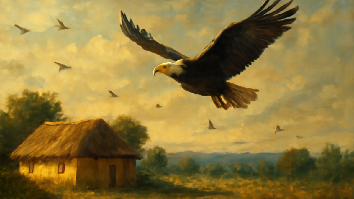 All birds find shelter during rain. But the eagle avoids the rain by flying above the clouds. Problems are common, but attitude makes the difference.