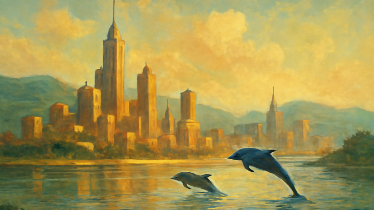 Humans think they are smarter than dolphins because we build cars and buildings and start wars etc., and all that dolphins do is swim in the water, eat fish and play around. Dolphins believe that they are smarter for exactly the same reasons.