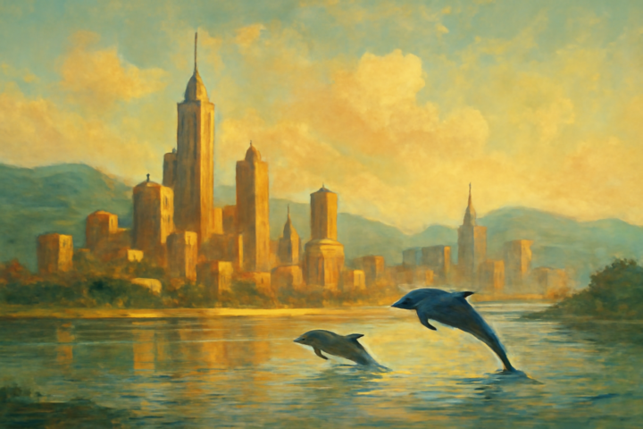 Humans think they are smarter than dolphins because we build cars and buildings and start wars etc., and all that dolphins do is swim in the water, eat fish and play around. Dolphins believe that they are smarter for exactly the same reasons.