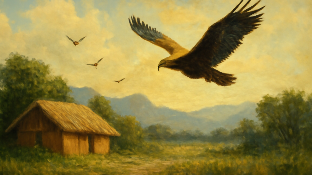 All birds find shelter during rain. But the eagle avoids the rain by flying above the clouds. Problems are common, but attitude makes the difference.