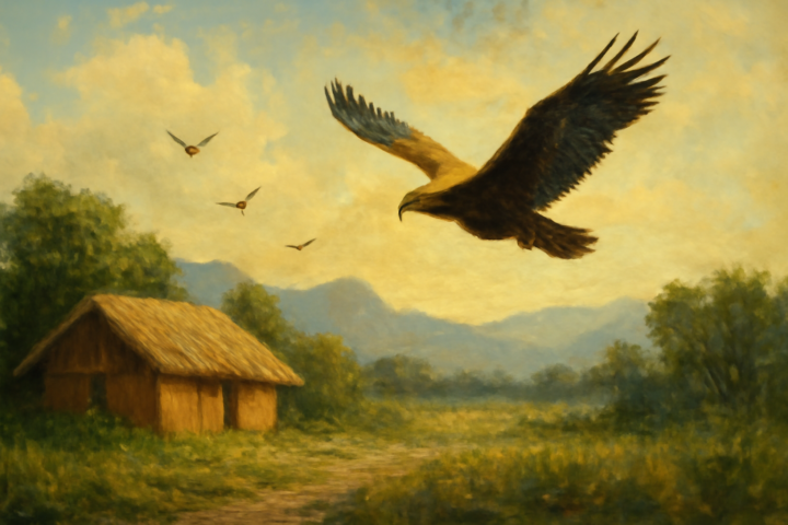 All birds find shelter during rain. But the eagle avoids the rain by flying above the clouds. Problems are common, but attitude makes the difference.