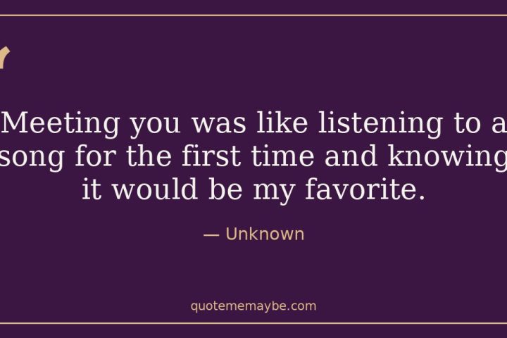 “Meeting you was like listening to a song for the first time and knowing it would be my favorite.” – Unknown
