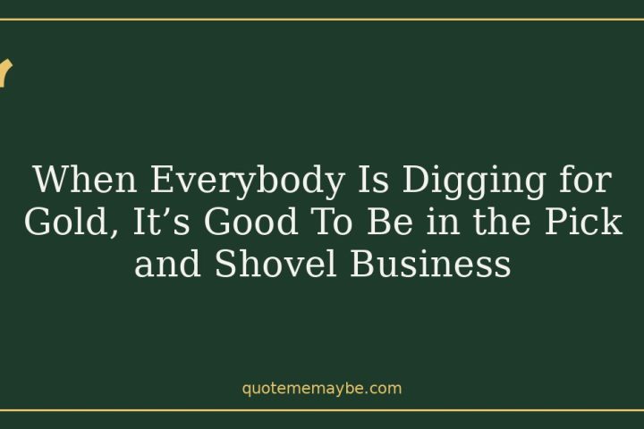 When Everybody Is Digging for Gold, It’s Good To Be in the Pick and Shovel Business
