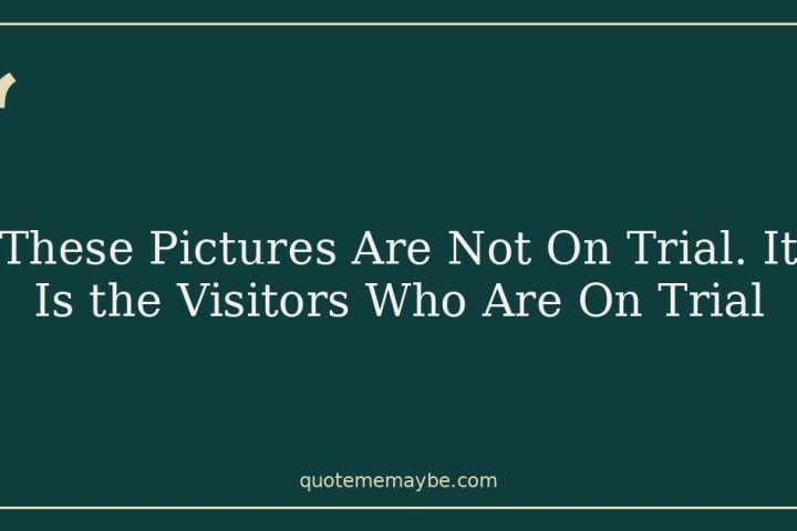 These Pictures Are Not On Trial. It Is the Visitors Who Are On Trial