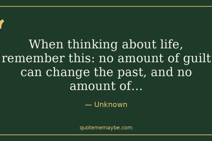 “When thinking about life, remember this: no amount of guilt can change the past, and no amount of…” – Unknown