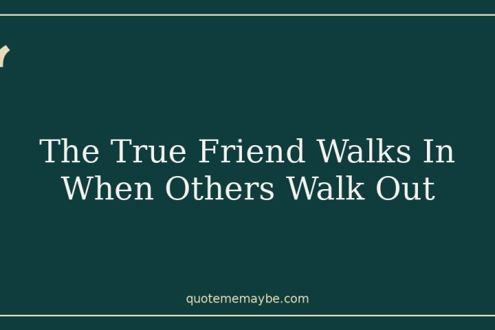 The True Friend Walks In When Others Walk Out