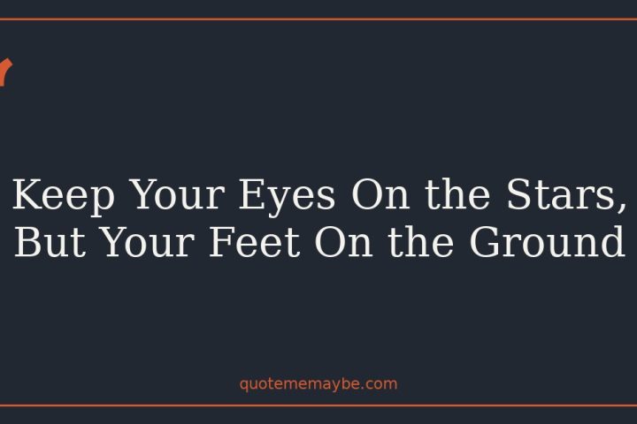 Keep Your Eyes On the Stars, But Your Feet On the Ground