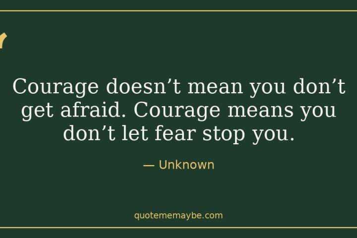 “Courage doesn’t mean you don’t get afraid. Courage means you don’t let fear stop you.” – Unknown