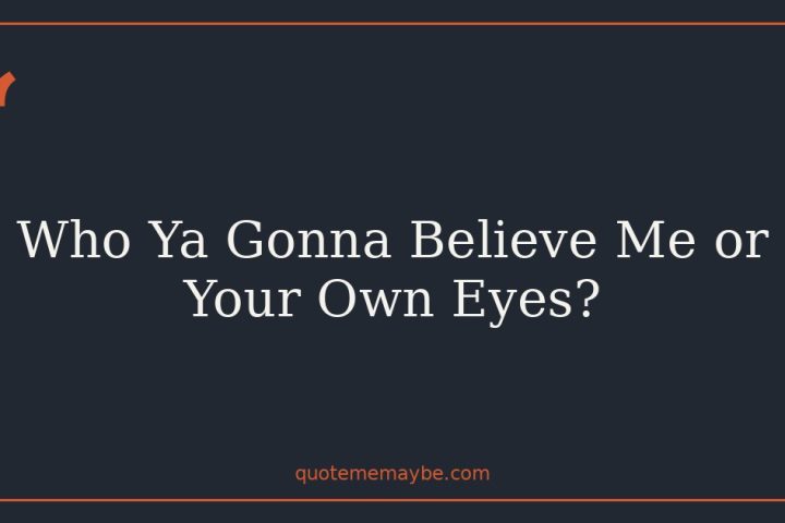 Who Ya Gonna Believe Me or Your Own Eyes?