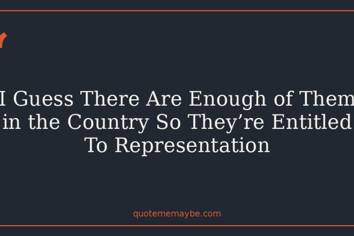 I Guess There Are Enough of Them in the Country So They’re Entitled To Representation