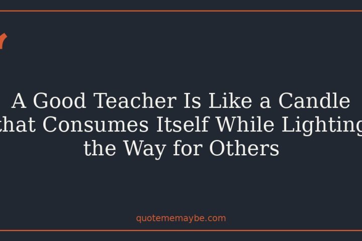 A Good Teacher Is Like a Candle that Consumes Itself While Lighting the Way for Others