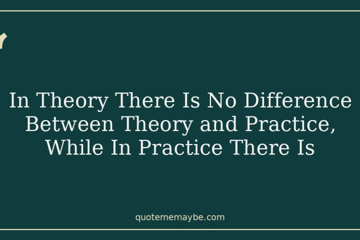 In Theory There Is No Difference Between Theory and Practice, While In Practice There Is