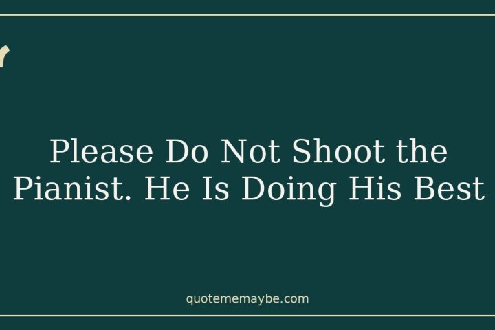 Please Do Not Shoot the Pianist. He Is Doing His Best