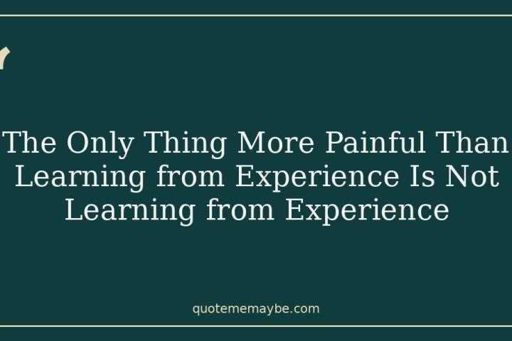 The Only Thing More Painful Than Learning from Experience Is Not Learning from Experience