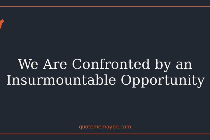 We Are Confronted by an Insurmountable Opportunity
