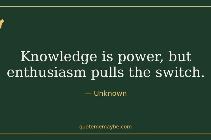 “Knowledge is power, but enthusiasm pulls the switch.” – Unknown