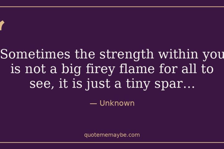 “Sometimes the strength within you is not a big firey flame for all to see, it is just a tiny spar…” – Unknown