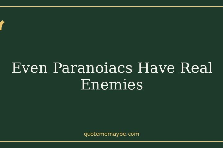 Even Paranoiacs Have Real Enemies