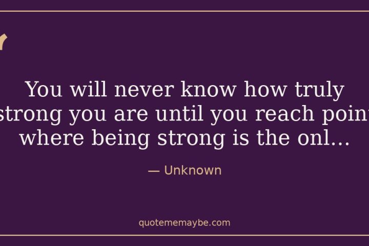 “You will never know how truly strong you are until you reach  point where being strong is the onl…” – Unknown