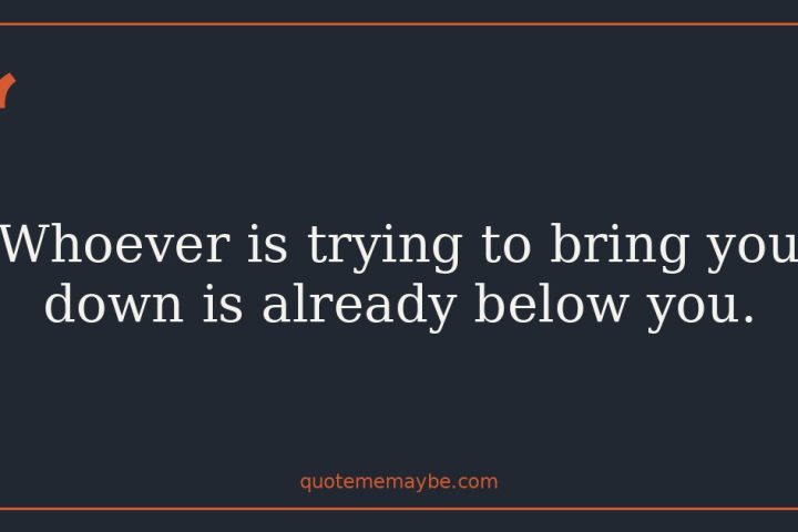 “Whoever is trying to bring you down is already below you.”