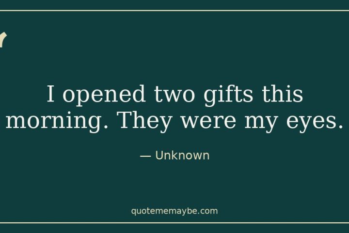 “I opened two gifts this morning. They were my eyes.” – Unknown