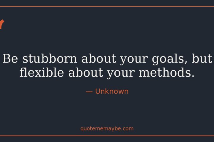“Be stubborn about your goals, but flexible about your methods.” – Unknown