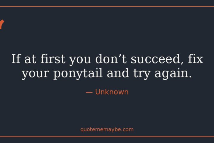 “If at first you don’t succeed, fix your ponytail and try again.” – Unknown