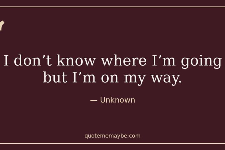 “I don’t know where I’m going but I’m on my way.” – Unknown