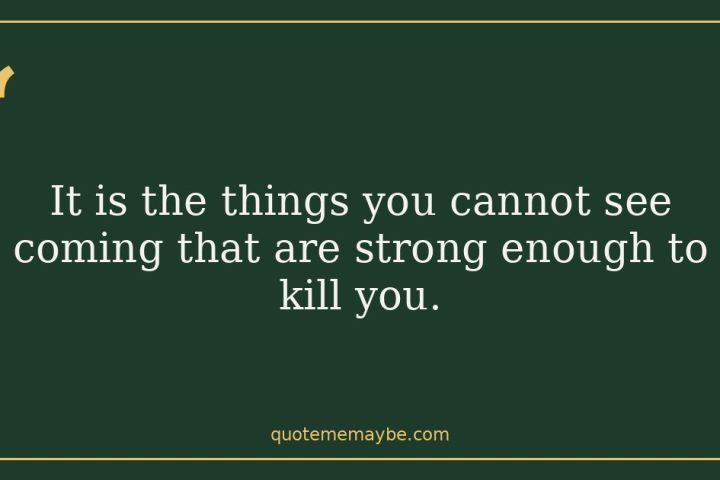 It is the things you cannot see coming that are strong enough to kill you.