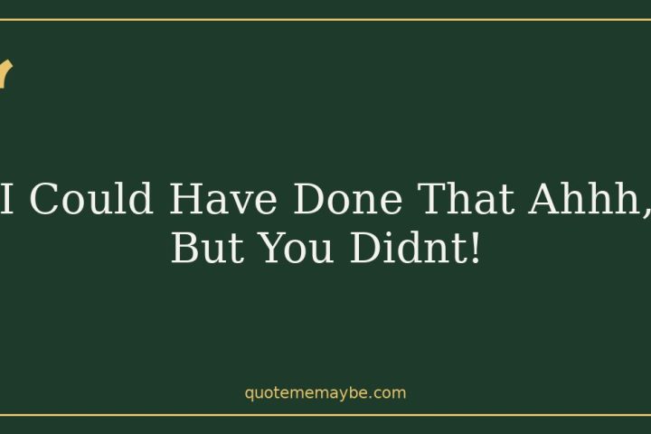 I Could Have Done That Ahhh, But You Didnt!