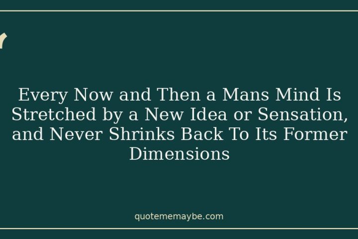 Every Now and Then a Mans Mind Is Stretched by a New Idea or Sensation, and Never Shrinks Back To Its Former Dimensions