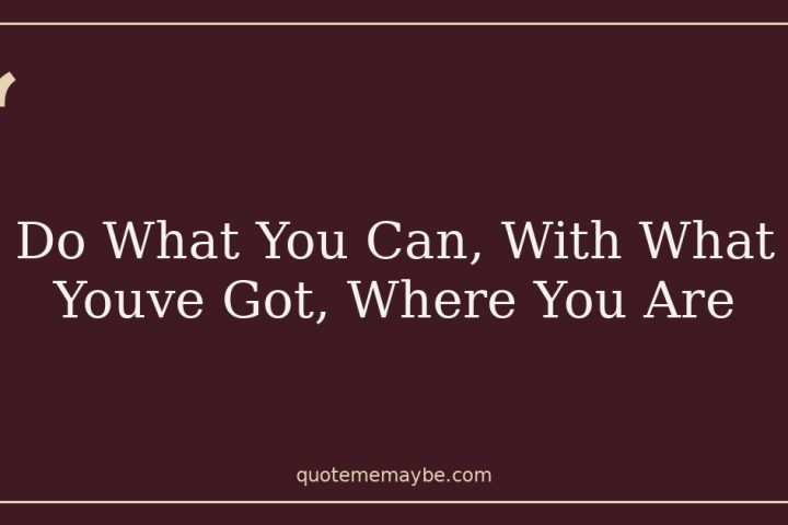 Do What You Can, With What Youve Got, Where You Are