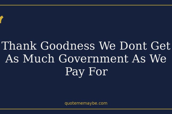 Thank Goodness We Dont Get As Much Government As We Pay For