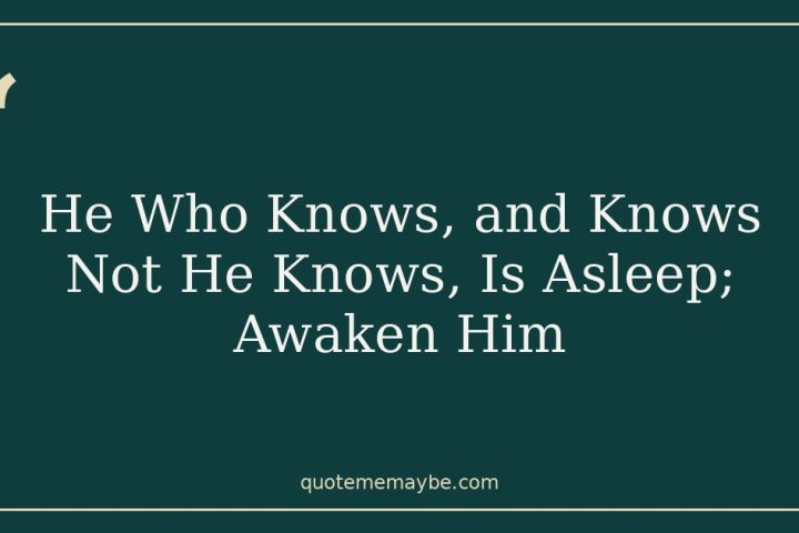 He Who Knows, and Knows Not He Knows, Is Asleep; Awaken Him